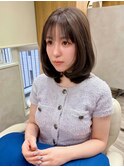 オリーブベージュ×ワンカール内巻きミディアム