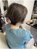 白髪ぼかしショートボブ白髪ハイライト心斎橋