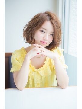 ナチュラルエフ(natural f) 【natural-f 豊中】センターパート くせ毛風 マッシュ ボブ☆