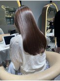 ★斜めバングミディアムヘアグレージュカラーシルキーベージュ★