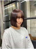 ピンクブラウン×ボブ