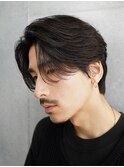 福岡天神緩めメンズニュアンスパーマセンターパートウルフカット