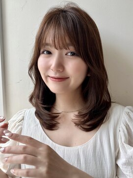 バイオレットジェム(Violet`jem) ぱっつん前髪韓国レイヤーカット内巻きショコラブラウン