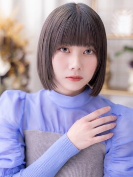 カバーヘア ブリス 志木南口駅前店(COVER HAIR bliss) ぱっつんボブ/重めボブ/暗髪/ダークアッシュ/透明感カラー/20代g