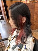 レイヤーボブハイライトカラーミルクティーベージュ