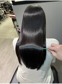 髪質改善XアッシュブラックX縮毛矯正Xレイヤーロング