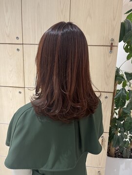 アドラーブル 万代店 (adorable) イメチェン小顔前髪外ハネミディアム大人可愛いチェリーブラウン