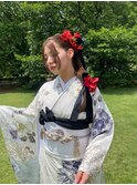 振袖撮影×ヘアセット×ハイポニー　吉祥寺桜
