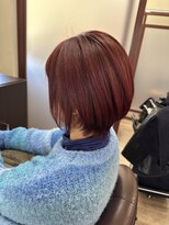 ライフ 住道店(Lyfe)&nbsp;ワインレッドショートボブ_イメチェン前髪レイヤーカット_412