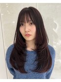 ミルクティーベージュ縮毛矯正レイヤーカット髪質改善