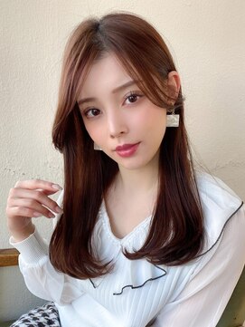 ラルユー 金山(LallYou) 後れ毛が可愛い顔周りハイレイヤーロングチェリーブラウン