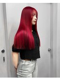 red/赤髪 真紅 派手髪 ハイトーンロング 表参道ハイトーン