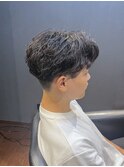 ビジネスツーブロックショート ニュアンスパーマ サイドパート