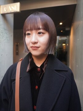 ブリーチ無しで作る、やわつやベージュストレートボブ