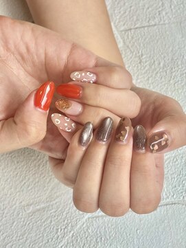 レオパード×ハートホロネイル