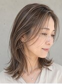 ミディアムレイヤー 大人世代ハイライト 40代50代　艶髪
