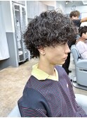 フェザーパーマスパイキーショートブルーブラックサーフカールy