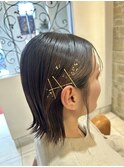 お呼ばれヘア　金箔