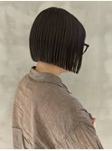 20代30代ミニボブココアブラウン小顔美肌ストレート丸み