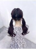 ツインテール　渋谷ヘアメ　アイドルヘア　ウェーブ巻き
