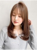 内巻きレイヤーワンカール透明感カラー
