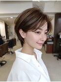 40代ひし形ショート×耳かけですっきり[西宮北口/髪質改善]