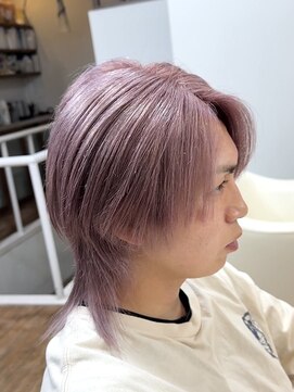 センターパートウルフ/フェザーウルフ/アンブレラカラー/メンズ