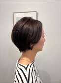 30代40代50代丸みショートボブ似合わせ小顔カット前髪なし白髪