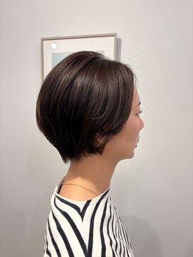 30代40代50代丸みショートボブ似合わせ小顔カット前髪なし白髪