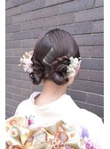 振袖 着物 ヘアセット タイトヘア ツインアレンジ 