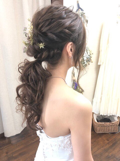 ドライフラワー　ヘアセット  　ブライダル　二次会　パーティー