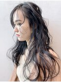 ロングヘアウェーブ_くびれミディイヤリングカラー_28377