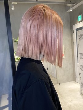 エリマバイフィフス 調布(elima by fifth) ボブ切りっぱなしボブダブルカラーケアブリーチピンクベージュ