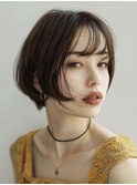 オリーブベージュウェットヘアデザインカラー レイヤーカット
