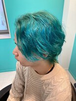 ユー イケブクロ(u Ikebukuro)&nbsp;メンズカット/ネオンカラー/ターコイズ/ブルー/メンズマッシュ