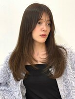 顔周りレイヤー オリーブベージュ 艶髪 レイヤーカット 20代30代