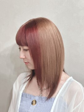 アルレン(Allen) ボルドー×ペールベージュ【宇都宮/デザインカラー/ブリーチ】