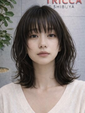 トリッカ シブヤ(TRICCA SHIBUYA) レイヤーミディアム/ウルフヘア/暗髪ブラウン/美髪/小顔カット
