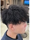 ツイストスパイラルパーマ一ヶ月後カットのみで刈り上げマッシュ