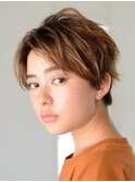 三軒茶屋_レディース_ショート_レイヤー_ブリーチ_無造作_パーマ