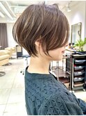 前髪なし小顔ひし形丸み耳掛けショート20代30代40代50代（蘭）
