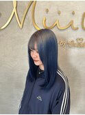 艶感ストレート×ブルーカラー20代30代40代大人可愛いロング