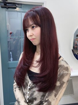 ヒョンミョン ライズバイレボ 柏西口店(hyon myon/RISEbyREVO) レイヤーカット/デザインカラー/ワインレッド