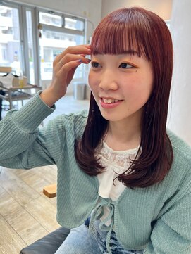 アスラン(ASLAN) 【aslan】ワイドバング/レイヤースタイル/コーラルピンク