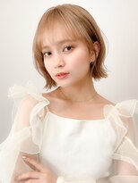レア 表参道(L'ea) くびれヘアアプリコットオレンジ夏ヘアハイライトカラー