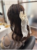 リボンハーフアップ☆ヘアアレンジ