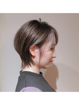 髪質改善と縮毛矯正の専門店 サンティエ(scintiller) 大人可愛い20代30代40代小顔ワンサイドショートボブ丸み前下がり
