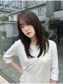 ストレート韓国レイヤーカット ミディアムヘア 2wayバング 暗髪