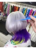 ホワイトカラー インナー パープル (白 × 紫)