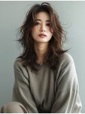 ☆オリーブグレーココアベージュ小顔クラゲヘアー/黒髪/髪質改善